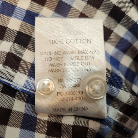 Moods Of Norway Shirt Mens XXL Blue Check Gingham Long Sleeve 100% Cotton - Picture 7 of 11